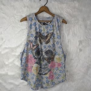 Urban outfitters- floral skull tank
